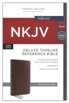 NKJV Thinline Reference Bible, Comfort Print, Genuine Leather Brown Thimb Indexed